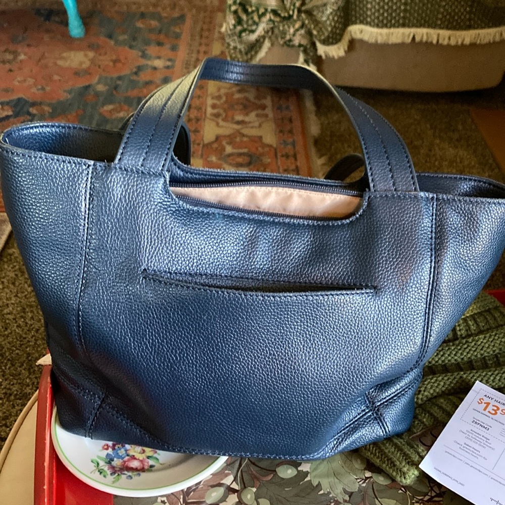 The Sak Pebbled Leather Navy Shoulder Bag